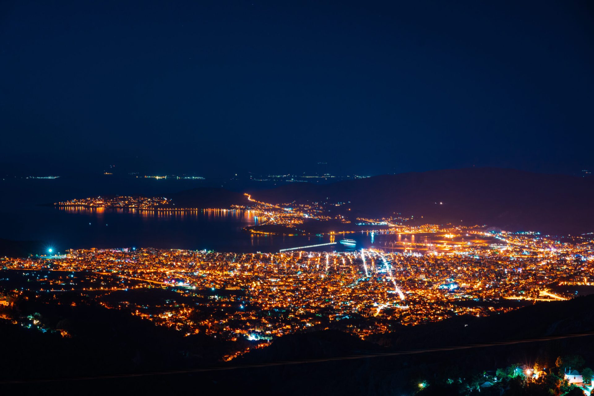 Panorama of the night city top view. Panorama of the night city top view.